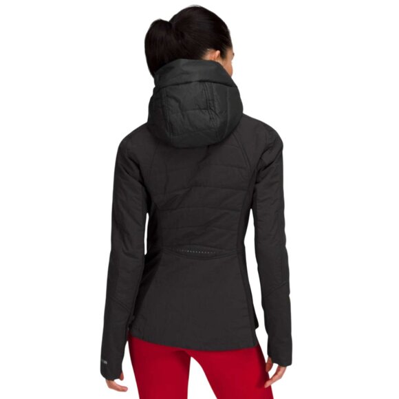 Lululemon Another Mile Full Zip Jacket Womens 14 Black Hooded Water Repellent - Picture 2 of 12